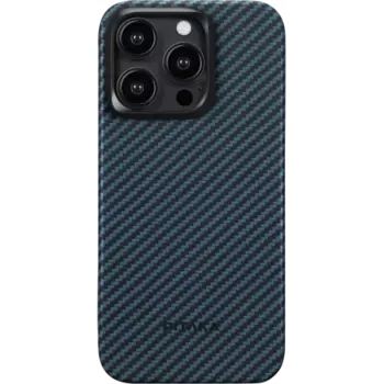 Чехол PITAKA MagEZ Case Pro 4 для iPhone 15 Pro карбоновый кевлар (арамид) черно-синий в полоску