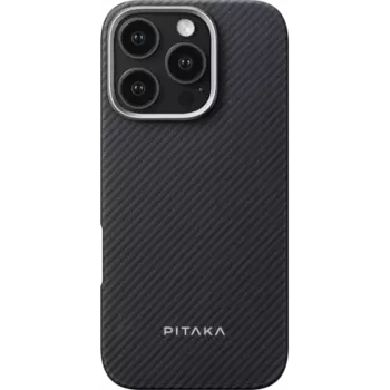 Чехол PITAKA Ultra-Slim Case для iPhone 16 Pro Max карбоновый кевлар (арамид) черно-серый в полоску