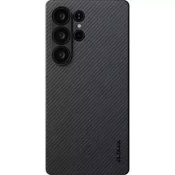 Чехол PITAKA Ultra-Slim Case для Samsung Galaxy S25 Ultra карбоновый (арамид) черно-серый в полоску