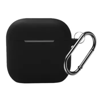 Чехол Protective Case для AirPods 4 силиконовый с карабином (черный)