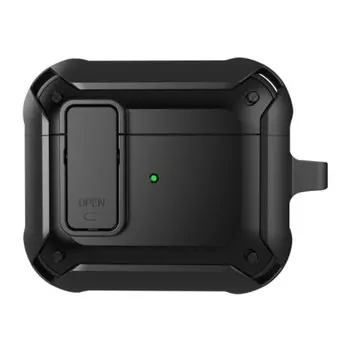 Чехол WiWU Mecha для AirPods 3 противоударный с карабином (черный)
