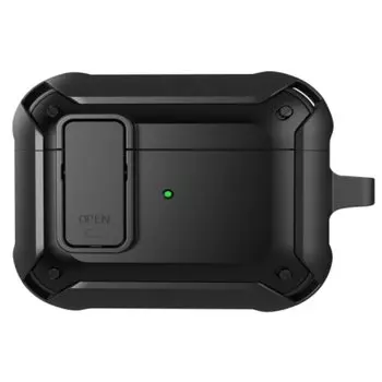Чехол WiWU Mecha для AirPods Pro противоударный с карабином (черный)