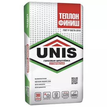 Шпаклевка гипсовая Unis Теплон Финиш финишная белая 15 кг
