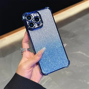 Роскошный градиентный блестящий противоударный чехол для телефона Samsung S25 Ultra iPhone 16 Pro Xiaomi Redmi Note12 itel Углы усиленные задняя крышка for iPhone 6/6s