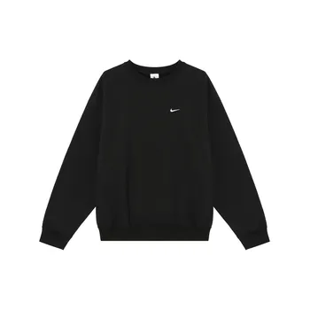 Nike Флисовый свитер Solo Swoosh Crew, черный/белый, для мужчин, уличная одежда DX1361-010 M