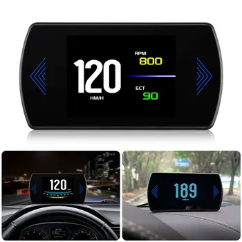 P12 Спидометр Тахометр OBD Автомобильный HUD Проекционный дисплей Автомобильный цифровой проектор скорости Бортовой компьютер Измеритель скорости вращения в минуту Напряжение