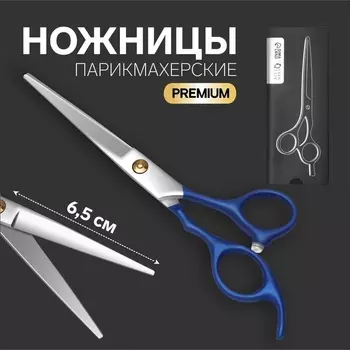 Ножницы Queen fair парикмахерские с упором Premium лезвие 6,5 см цвет серебристый/синий