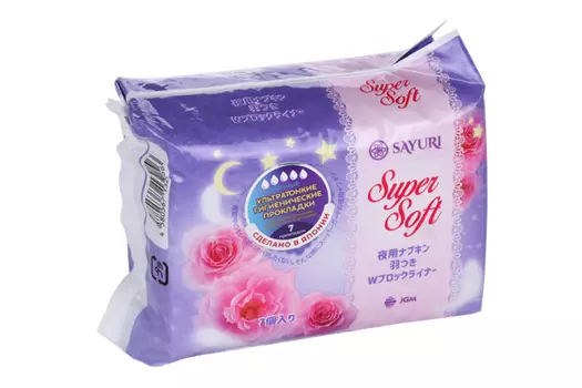 Ночные гигиенические прокладки SAYURI Super Soft 32 см 7 шт