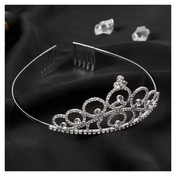 Диадема для волос "Аделина" круги, 5 см, серебро