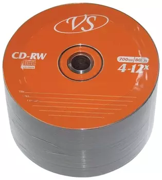 Диски Cd-rw Vs 700 Mb 4-12x, комплект 50 шт., Bulk
