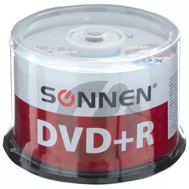 Диски Dvd + R (Плюс) Sonnen 4,7 Gb 16x Cake Box, комплект 50 шт.