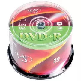Диски DVD+R VS 4,7 Gb 16x, комплект 50 шт., Cake Box