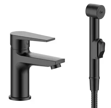 Смеситель для рвковины Esko Budapest black BT27HB с гигиеническим душем, черный