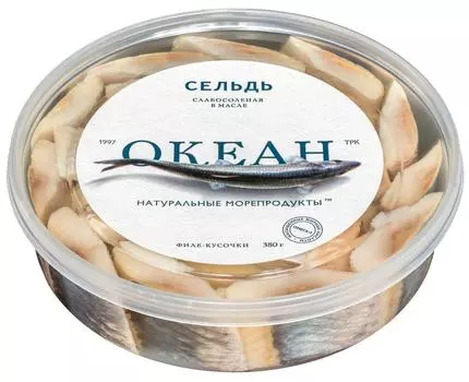 Сельдь Океан ТРК слабосоленая филе-кусочки в масле 380г