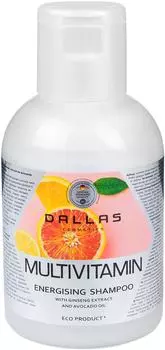 Шампунь для волос Dallas Multivitamin мультивитаминный энергетический с экстрактом женьшеня и маслом авокадо 500мл