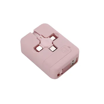 4 в 1 выдвижной 8-контактный/USB-кабель типа C/Micro USB для IPhone13 12 Pro, зарядное устройство для мобильного телефона, кабель для передачи данных с подставкой для телефона One Size чёрный