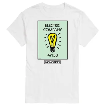 Мужская футболка с рисунком Monopoly Electric Company Licensed Character, белый