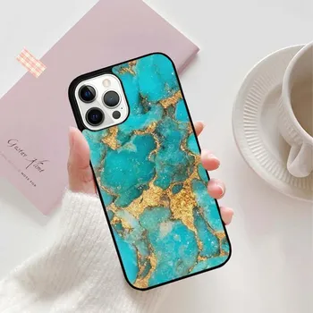 Чехол для телефона с рисунком из бирюзового камня и мрамора для iPhone 5 6 7 8 Plus X XR XS SE2020 Apple 11 12 13 mini Pro Max Galaxy S20 S21 iPhone 5 5S SE