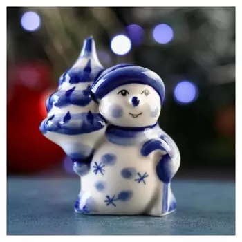 Сувенир "Снеговик", 5х3х7 см, гжель