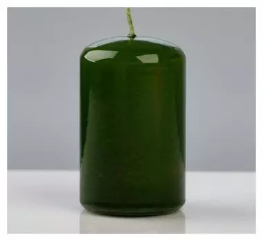 Свеча - цилиндр лакированная, 5×8 см, зелёная