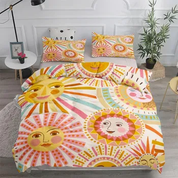 Комплект постельного белья Vintage Moon And Stars King Queen Double Full Twin Single Size EU single(135x200cm)