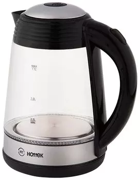Чайник HOTTEK HT-960-019 1,7 2200Вт, закрытая спираль, пластик/стекло, серебристый,черный (HT-960-019)