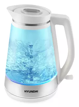 Чайник электрический Hyundai HYK-G3037 1.9л. 3 кВт, стекло/пластик, белый