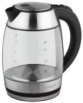 Чайник электрический Scarlett SC-EK27G94 1.7л. 2.2 кВт, стекло/пластик, серебристый/черный (SC-EK27G94)