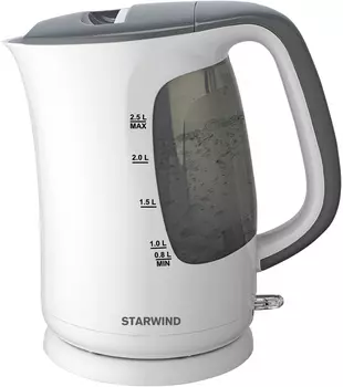 Чайник электрический Starwind SKG3025 2.5л. 2.2 кВт, пластик, белый/серый