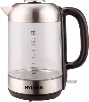 Чайник электрический Hyundai HYK-G4034 1.8л. 2.2 кВт, стекло/пластик, черный
