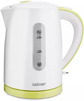 Чайник Zelmer ZCK7616L 1.7л. 2.2 кВт, пластик, белый/зеленый (71504665P)