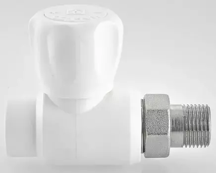 Клапан полипропилен магистральный «Valtec» VTp.717.V.02004 20мм-1/2" прямой НР-муфта (американка) никель