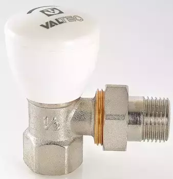 Клапан радиаторный «Valtec» VT.007.N.04 1/2"-1/2" угловой ВР-НР (американка) никель