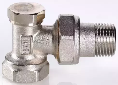 Клапан радиаторный «Valtec» VT.019.N.04 1/2"-1/2" угловой ВР-НР (американка) никель