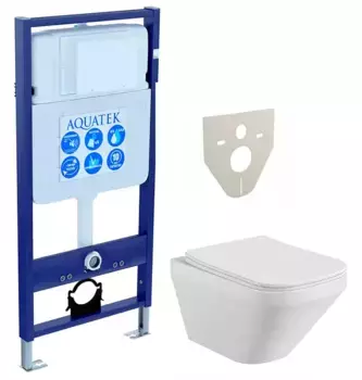 Комплект инсталляция с унитазом и крышкой «Акватек» Set Aquatek Лира безободковый белый