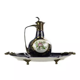 Блюдо Glasar фарфоровое на бронзовых ножках 45,5x33x7,5см