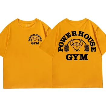 Горячая Распродажа Powerhouse Gym Print T Shirt Men Women Casual Fashion Oversize T Shirt Высококачественные футболки из чистого хлопка с коротким рукавом XL белый