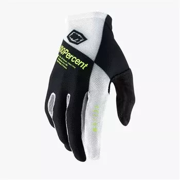 Велоперчатки 100% Celium Glove, Black/White/Fluo Yellow, 2021