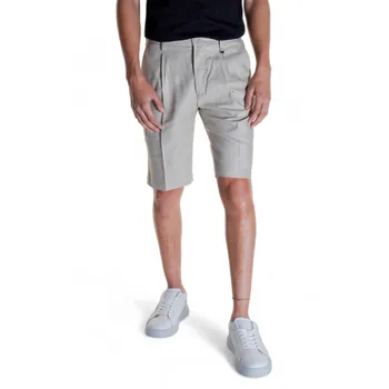 Бежевые льняные короткие шорты Antony Morato