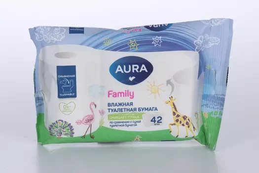 Туалетная бумага Аура Family влажная, 42 шт