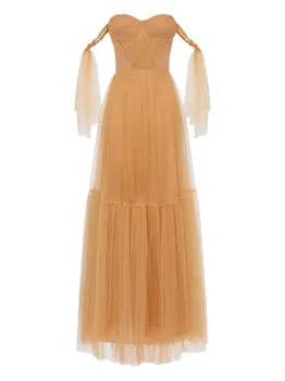 Платье макси из тюля Elisabetta Franchi, нейтральный