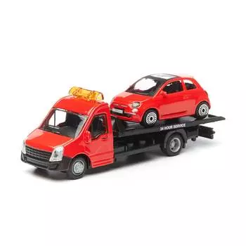 Bburago Коллекционная машинка-эвакуатор "18-31400/5 1:43 Street Fire Flatbed Transport", красный