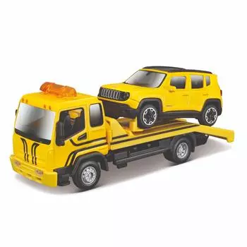 Bburago Коллекционная машинка-эвакуатор Street Fire Flatbed Tow Truckt, 1:43, желтая