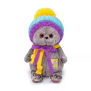 BUDI BASA Мягкая игрушка Басик BABY в вязаной шапке, 20 см, BB-050