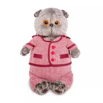 Budi Basa мягкая игрушка Басик в красном пиджаке и брюках в ёлочку, 30 см.