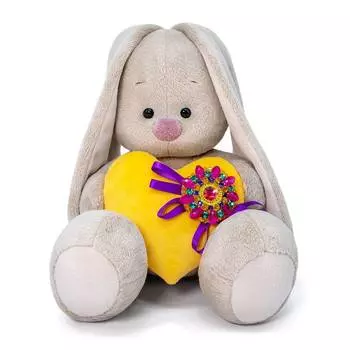 Budi Basa Мягкая игрушка Зайка Ми с сердечком с брошкой, 18 см