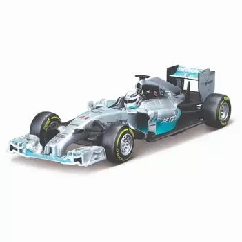 Bburago Машинка металлическая Формула-1 1:32 Mercedes AMG Petronas F1 W05 hybrid, #44 Lewis Hamilton, серебристая