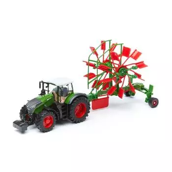 Bburago Модель трактора Fendt 1050 Vario with Whirl Rake, 1:32