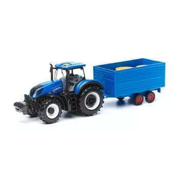 Bburago "Коллекционный трактор с прицепом BB 18-44060 1:32 HOLLAND FARM TRACTOR with TRAILER, Синий"