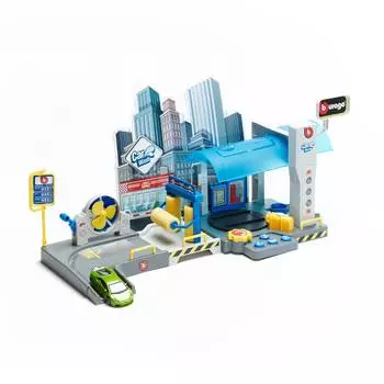 Bburago Street Fire Игровой набор Автомойка, с зеленой машинкой